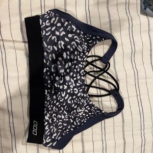 Lorna Jane blue/white cheetah sports bra